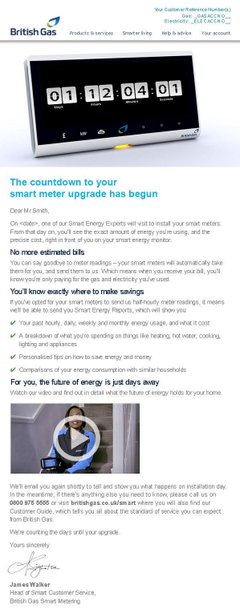 British Gas 'Excite' email