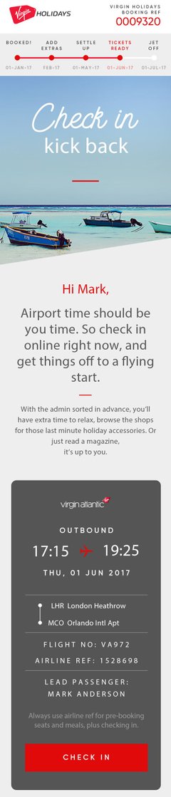 Virgin Holidays ‘Kick Back’ email